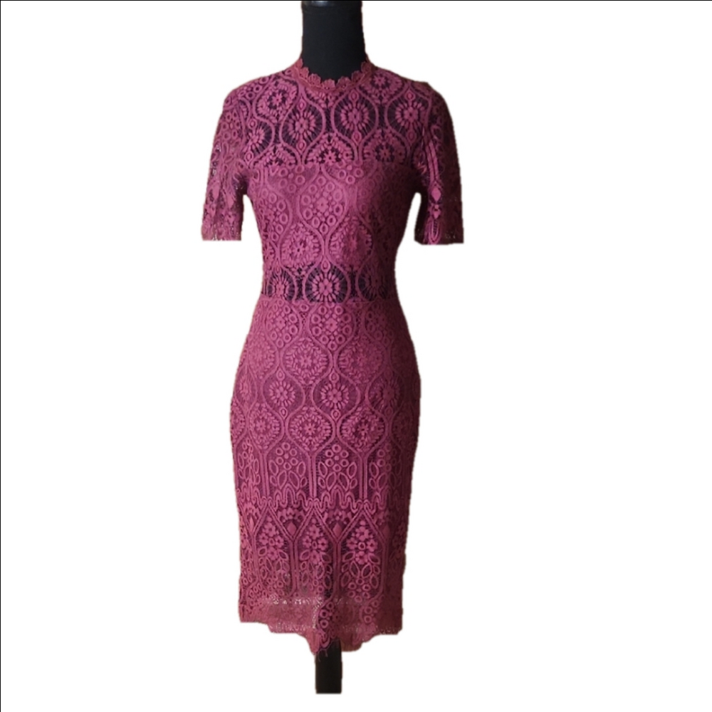 Lulu's Burgundy Lace Cut Out Dress, Size Small